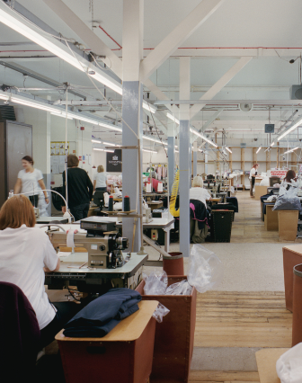 the Sunspel factory in operation in 2017.