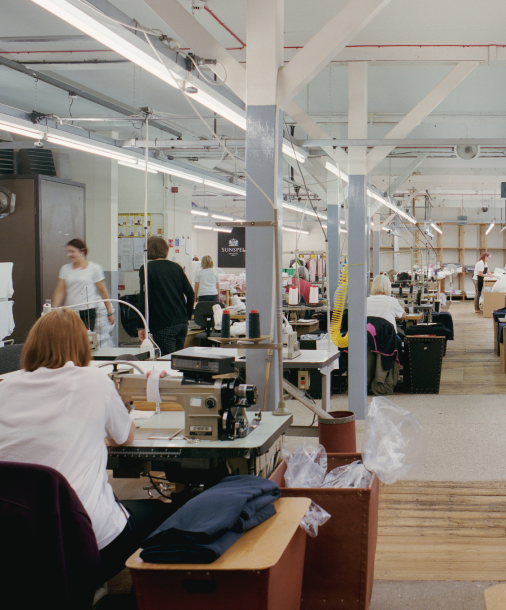 the Sunspel factory in operation in 2017.