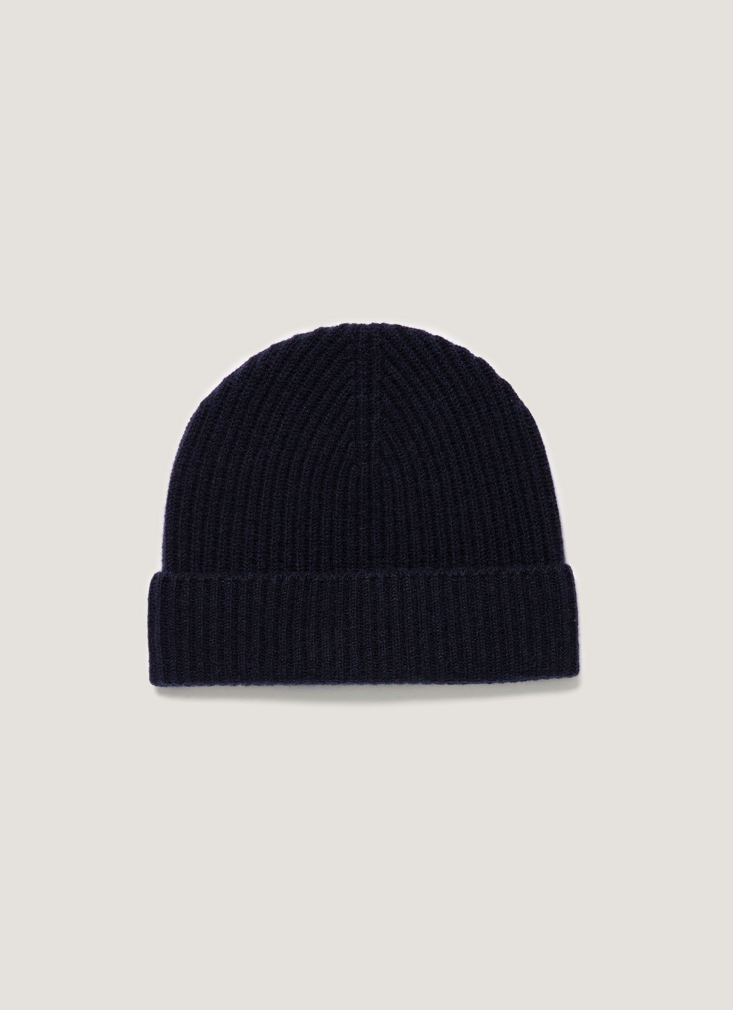 Cashmere Ribbed Hat in Navy