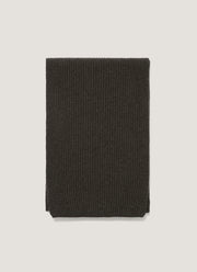 Cashmere Ribbed Scarf in Dark Green