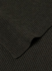 Cashmere Ribbed Scarf in Dark Green