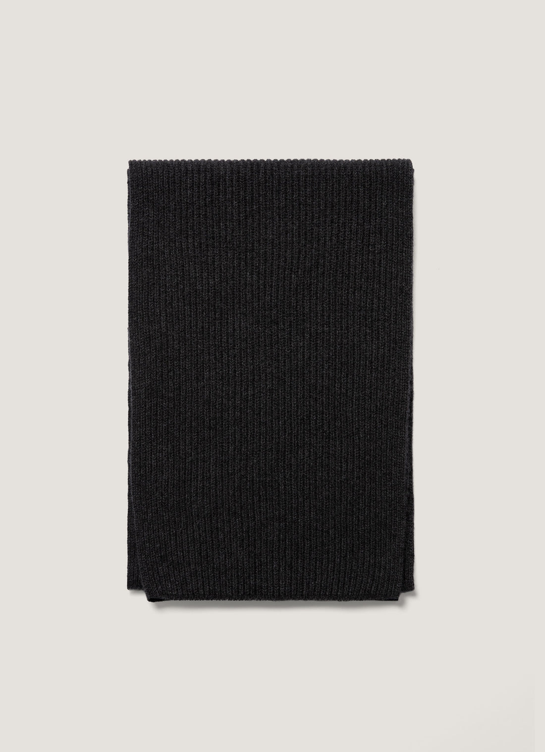 Cashmere Ribbed Scarf in Charcoal Melange