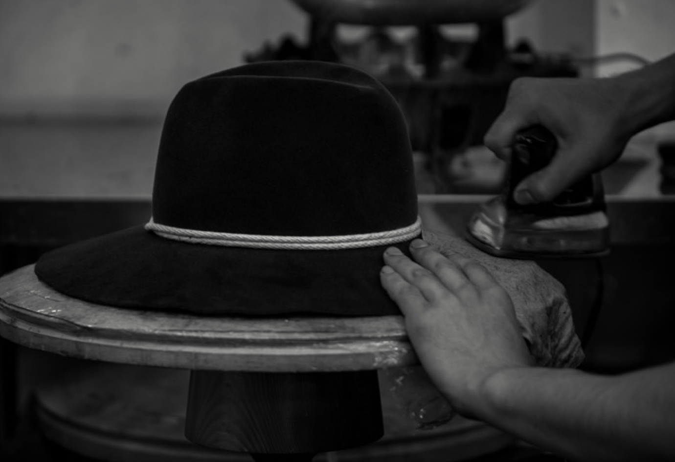 A Japanese paper hat being made in our Sunspel factory