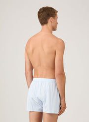 Men's Classic Boxer Shorts in White/Light Blue
