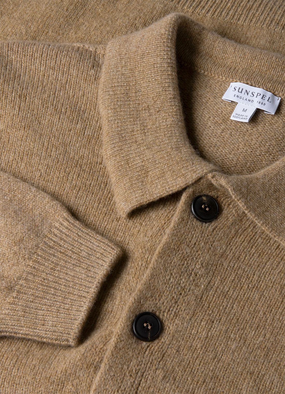Men's Lambswool Cardigan in Sandstone