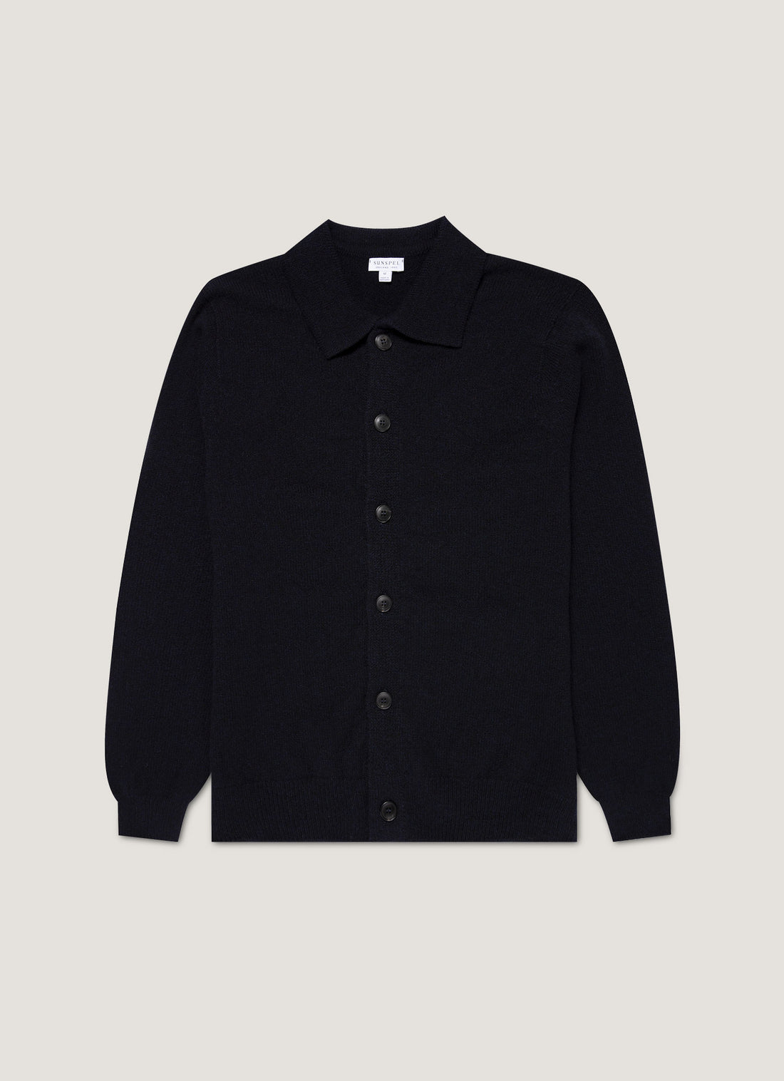 Men's Lambswool Cardigan in Dark Navy Mouline