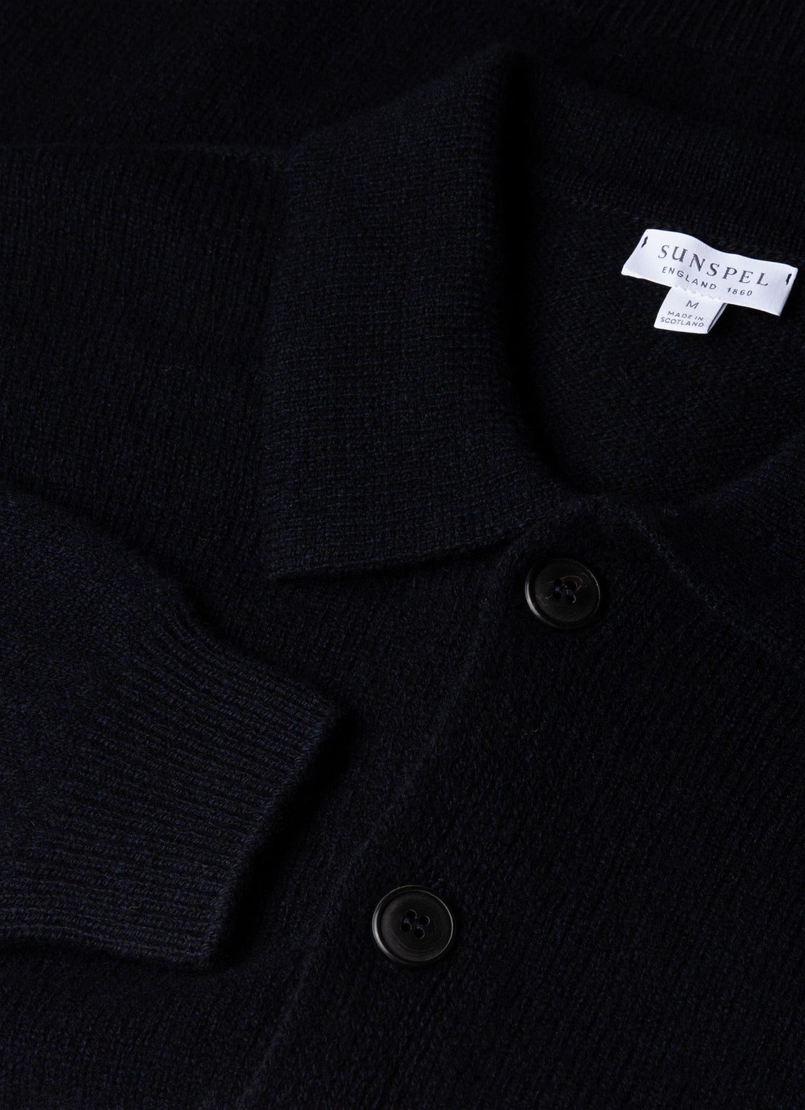 Men's Lambswool Cardigan in Dark Navy Mouline