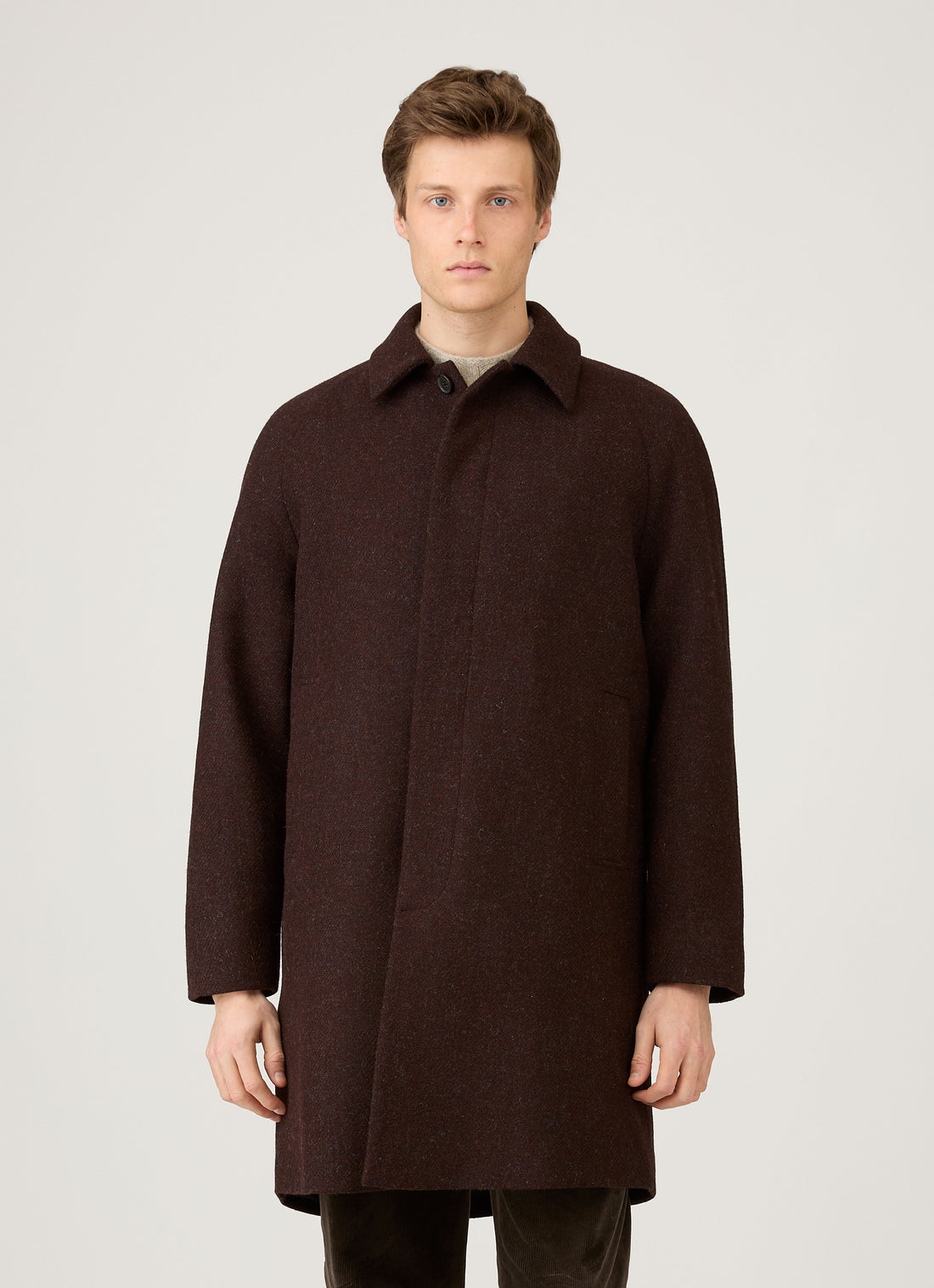 Men's Harris Tweed Car Coat in Truffle