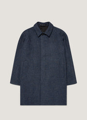 Men's Harris Tweed Car Coat in Selvedge Blue