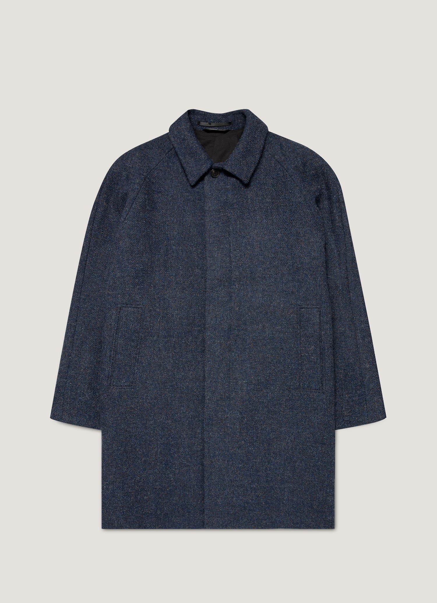 Men's Harris Tweed Car Coat in Selvedge Blue