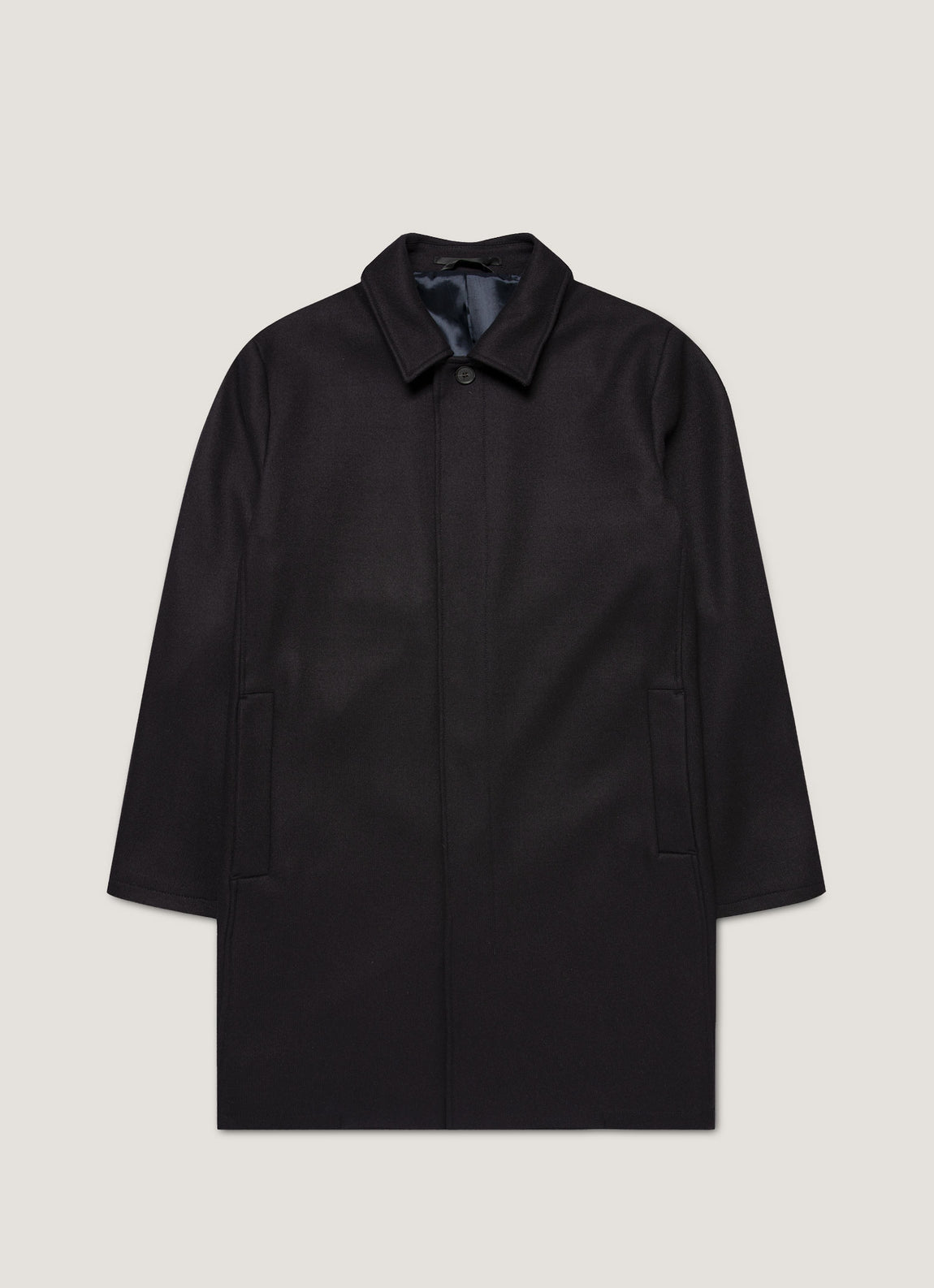 Men's Boiled Wool Coat in Navy
