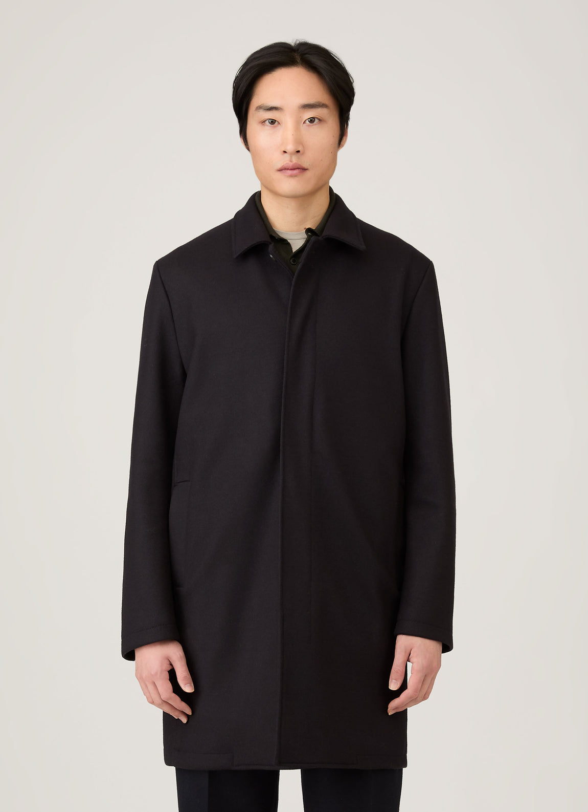 Men's Boiled Wool Coat in Navy