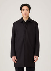 Men's Boiled Wool Coat in Navy