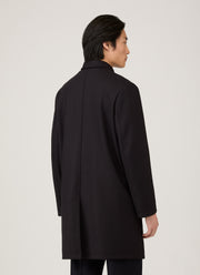 Men's Boiled Wool Coat in Navy