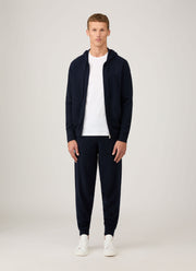 Men's Cashmere Zip Hoodie in Navy