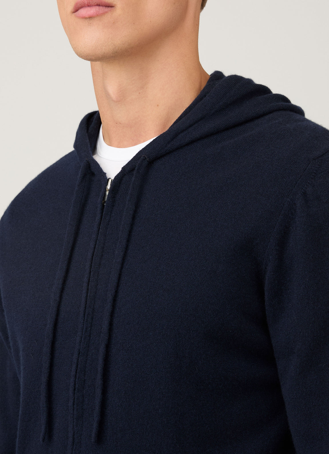 Men's Cashmere Zip Hoodie in Navy