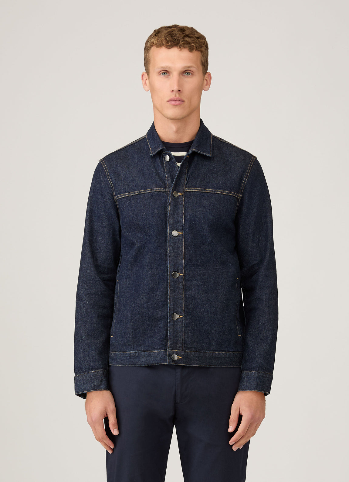 Men's 13oz Japanese Denim Jacket in Rinse Wash Denim