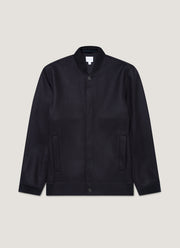 Men's Wool Bomber Jacket in Navy