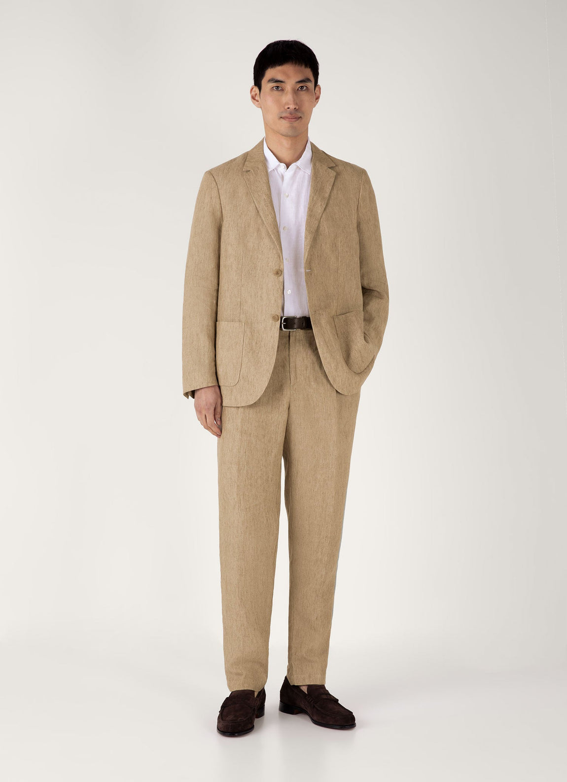 Men's Linen Two-Piece Suit in Dune Melange