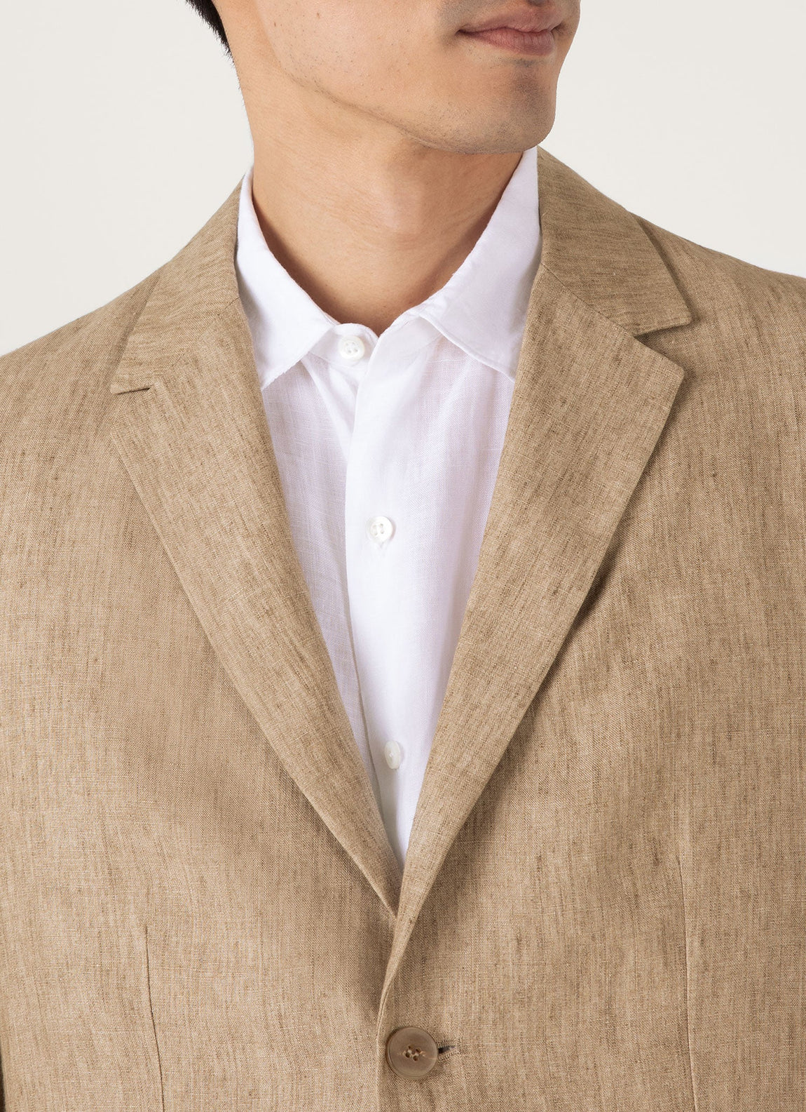 Men's Linen Blazer in Dune Melange