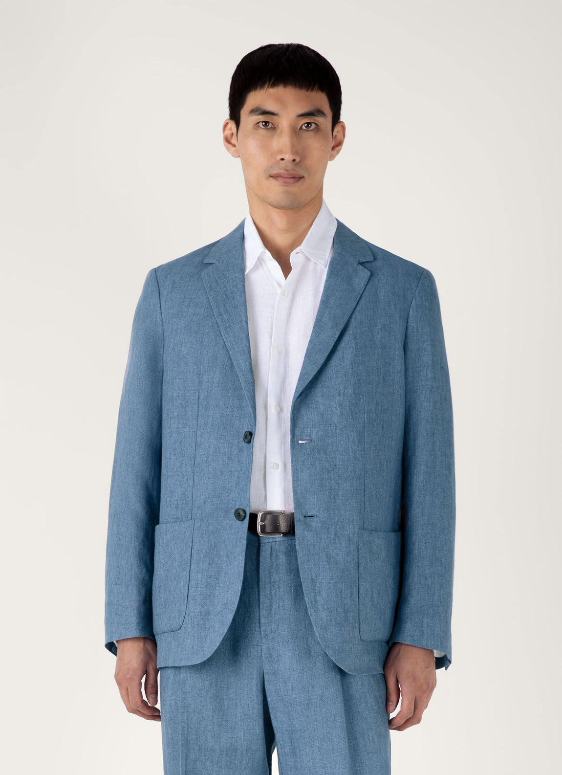 Men's Linen Blazer in Soft Denim Melange