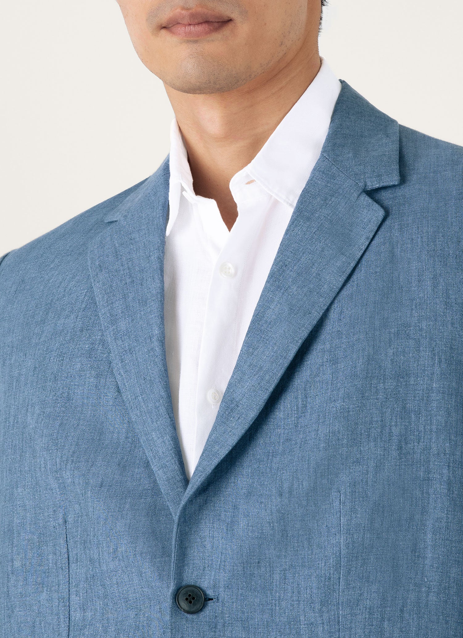 Men's Linen Blazer in Soft Denim Melange