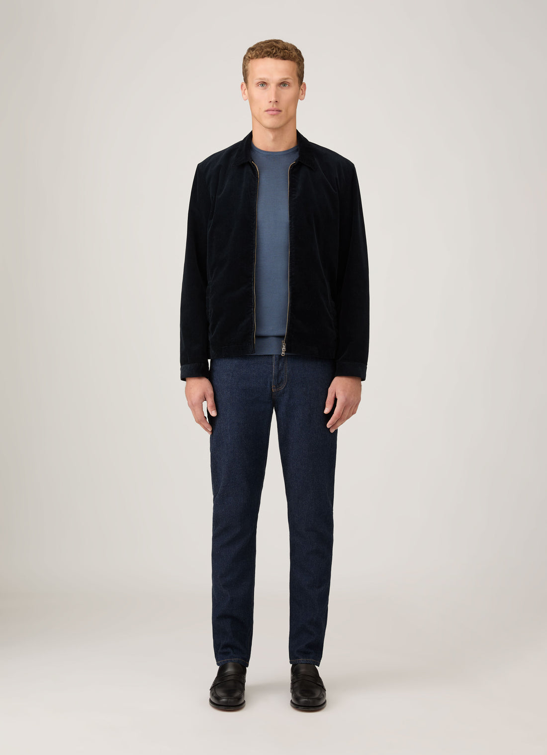 Men's Corduroy Harrington Jacket in Navy