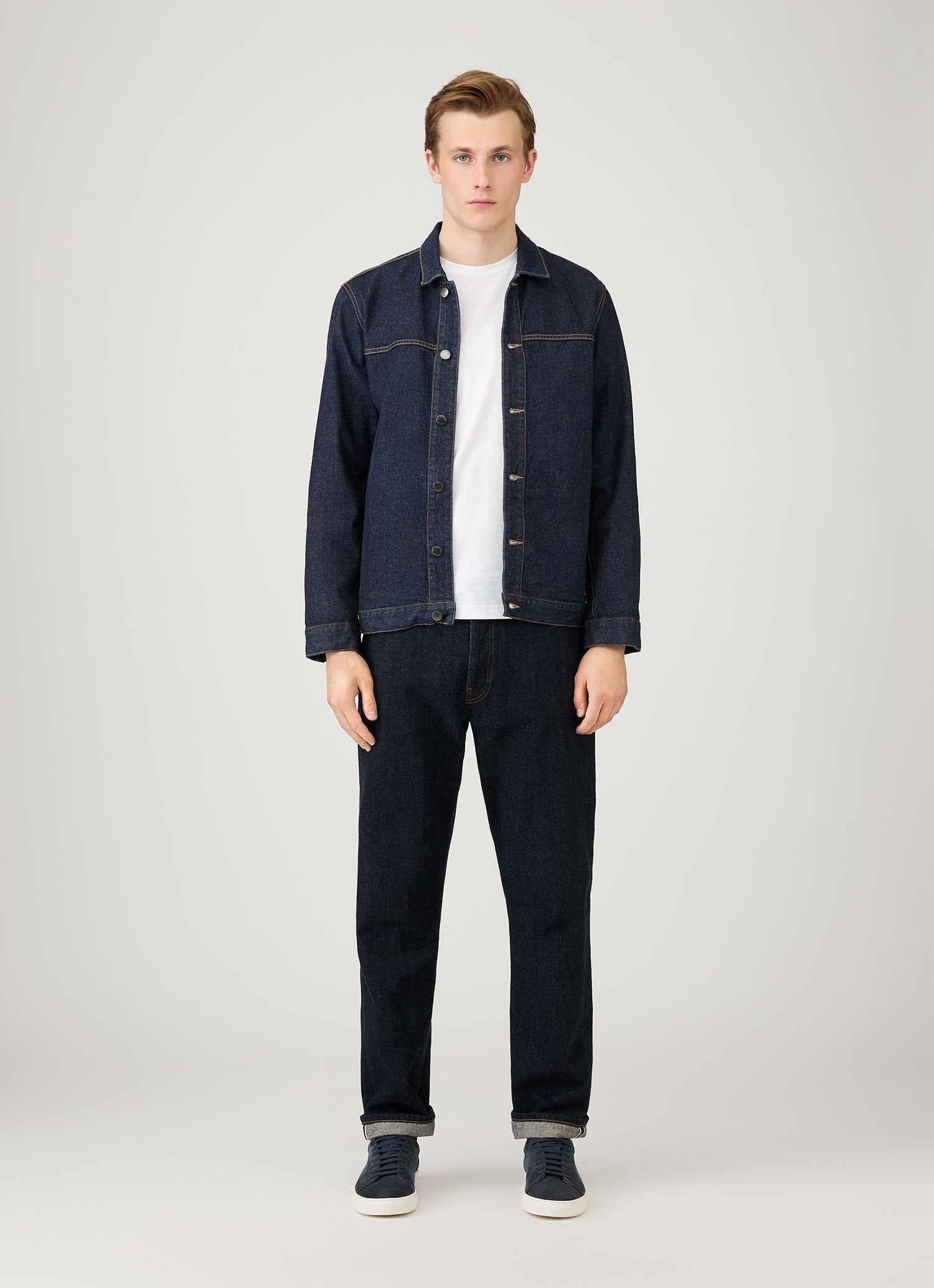 Men's 13oz Japanese Selvedge Denim Jeans in Rinse Wash Denim