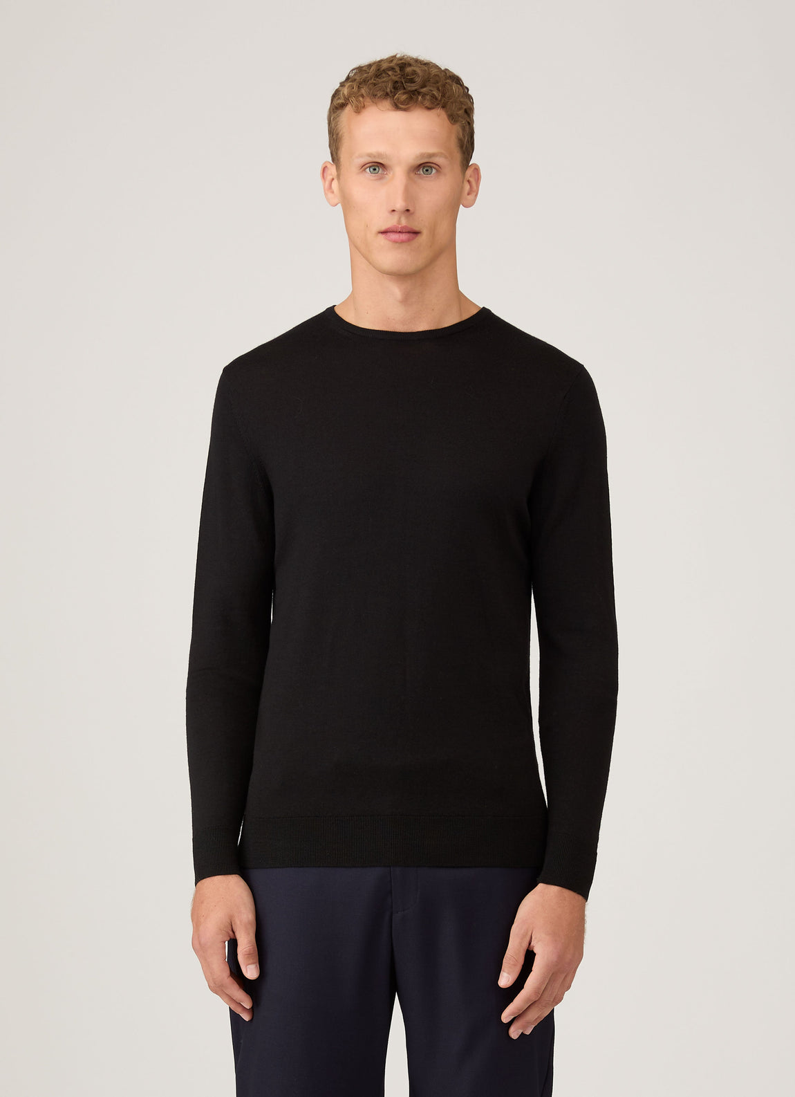 Men's Extra-Fine Merino Crew Neck in Black