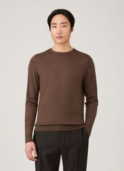 Men's Extra-Fine Merino Crew Neck in Bark