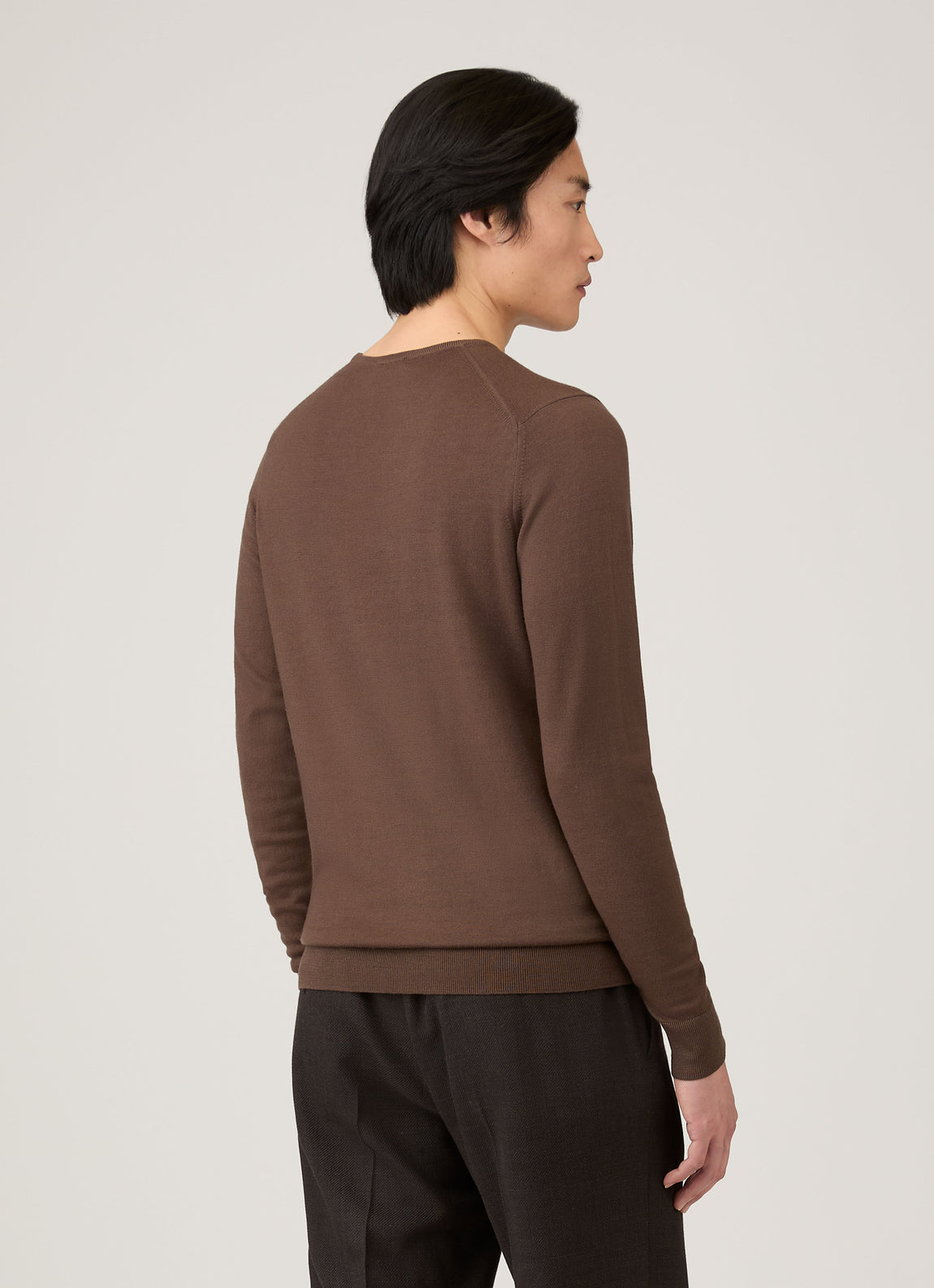 Men's Extra-Fine Merino Crew Neck in Bark