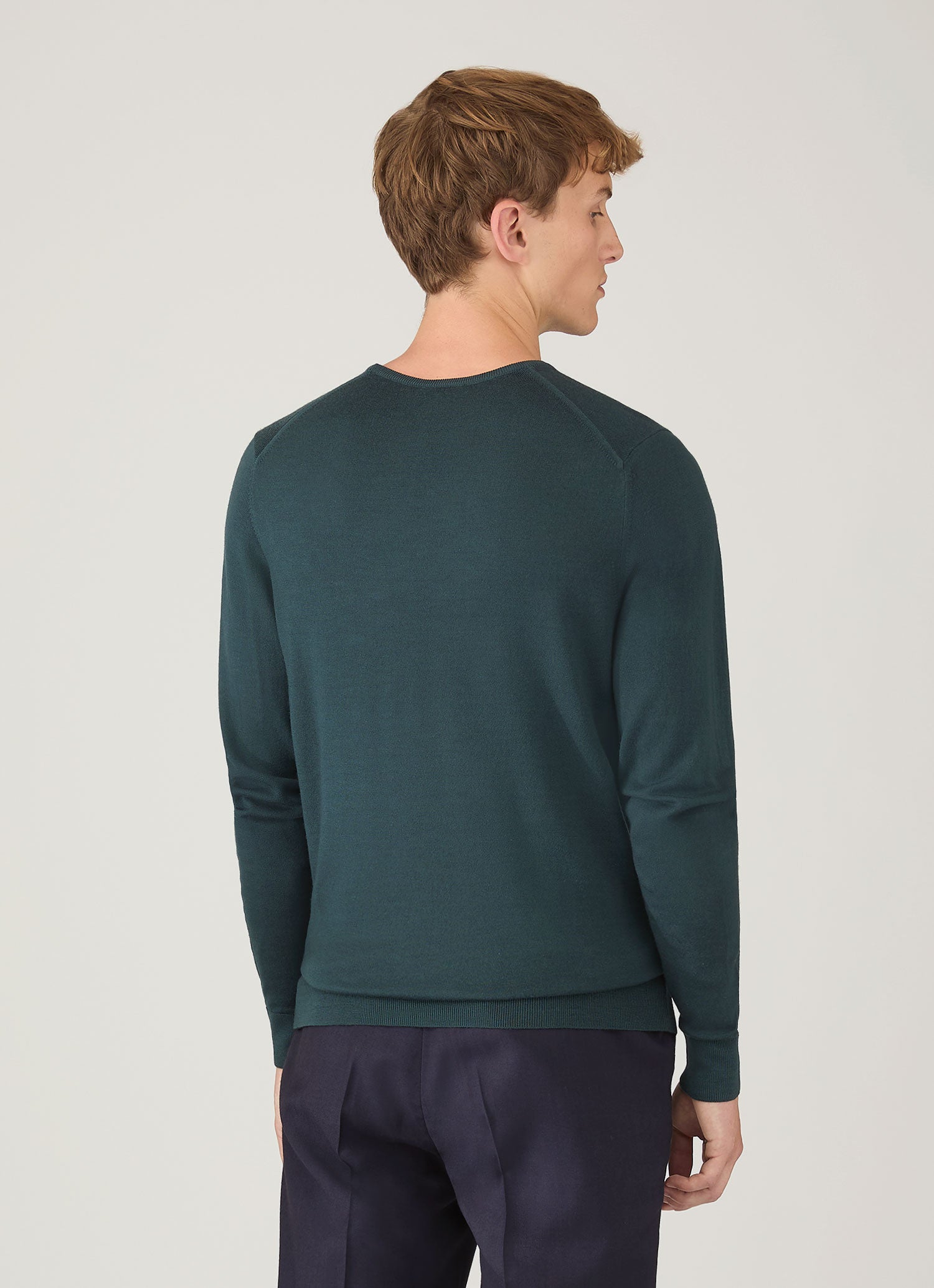 Men's Extra-Fine Merino Crew Neck in Dark Petrol
