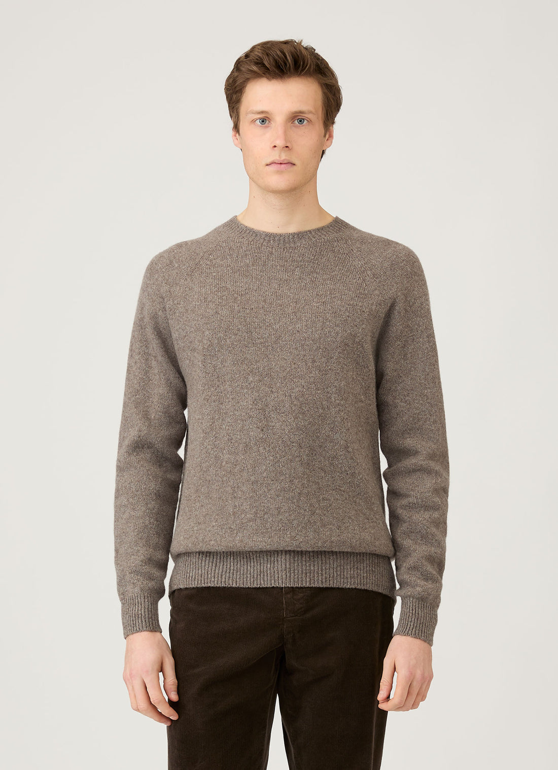 Men's Lambswool Crew Neck Jumper in Bark