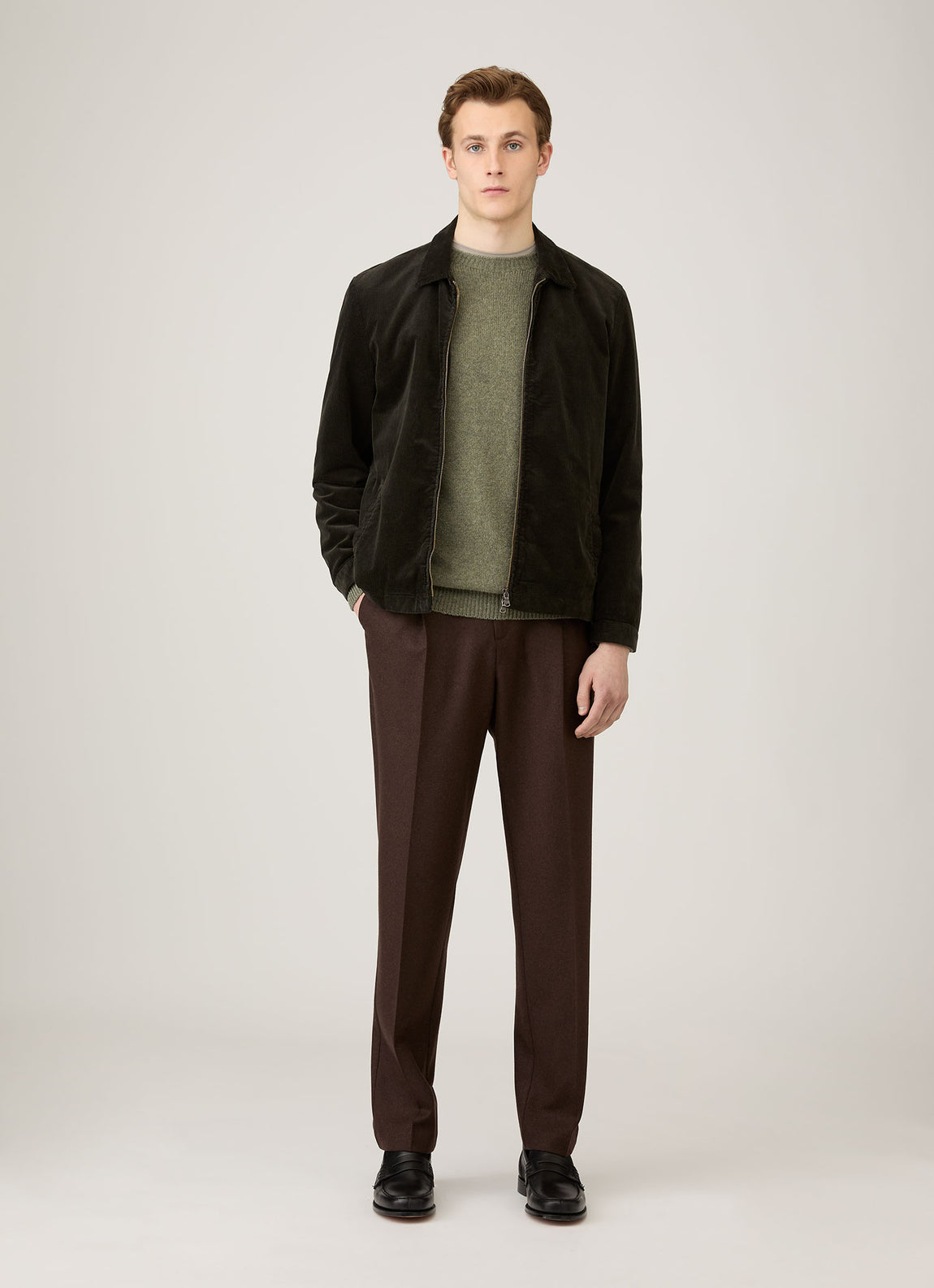 Men's Lambswool Crew Neck Jumper in Sea Moss