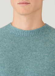 Men's Lambswool Crew Neck Jumper in Steel Green