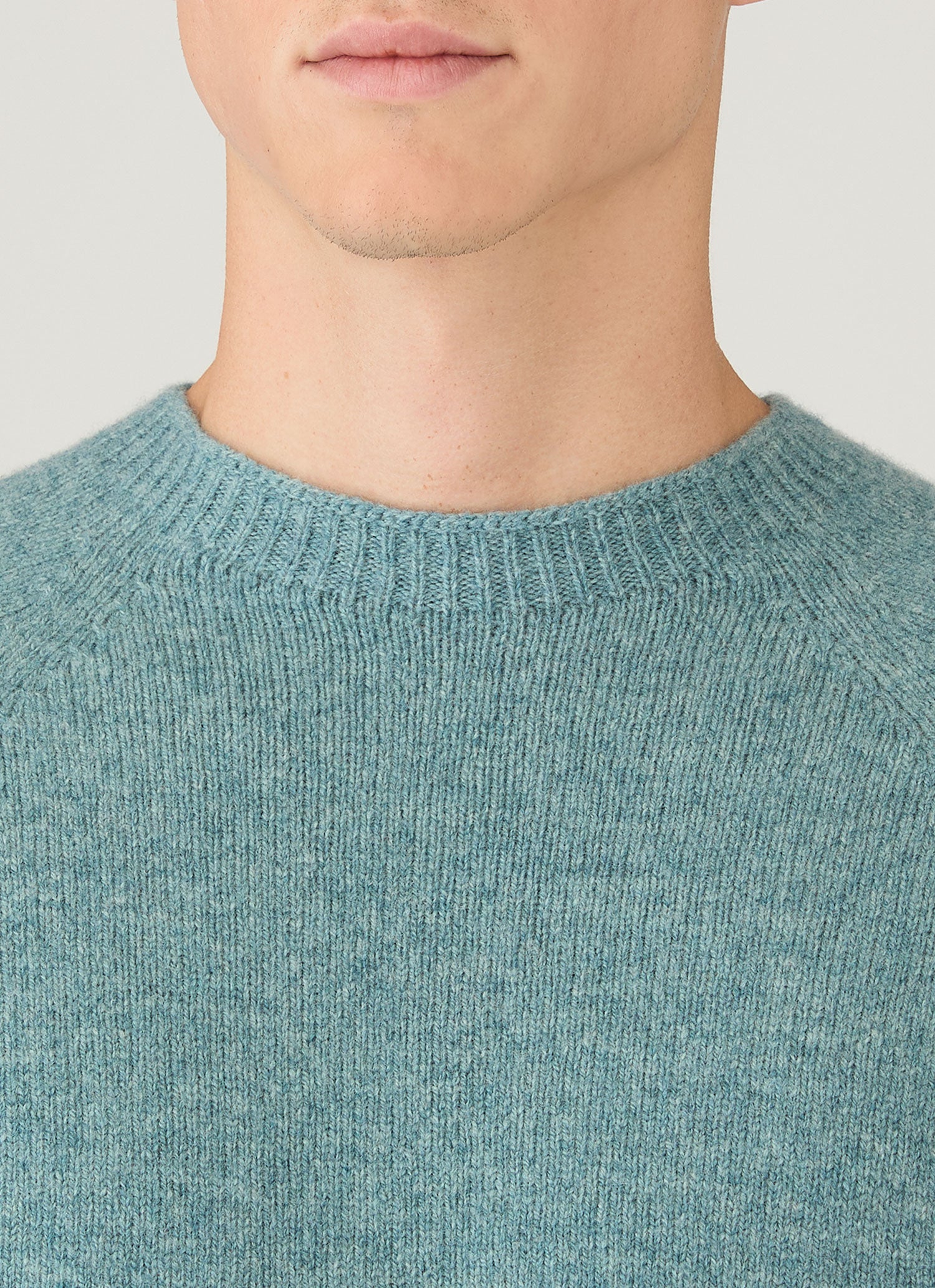 Men's Lambswool Crew Neck Jumper in Steel Green