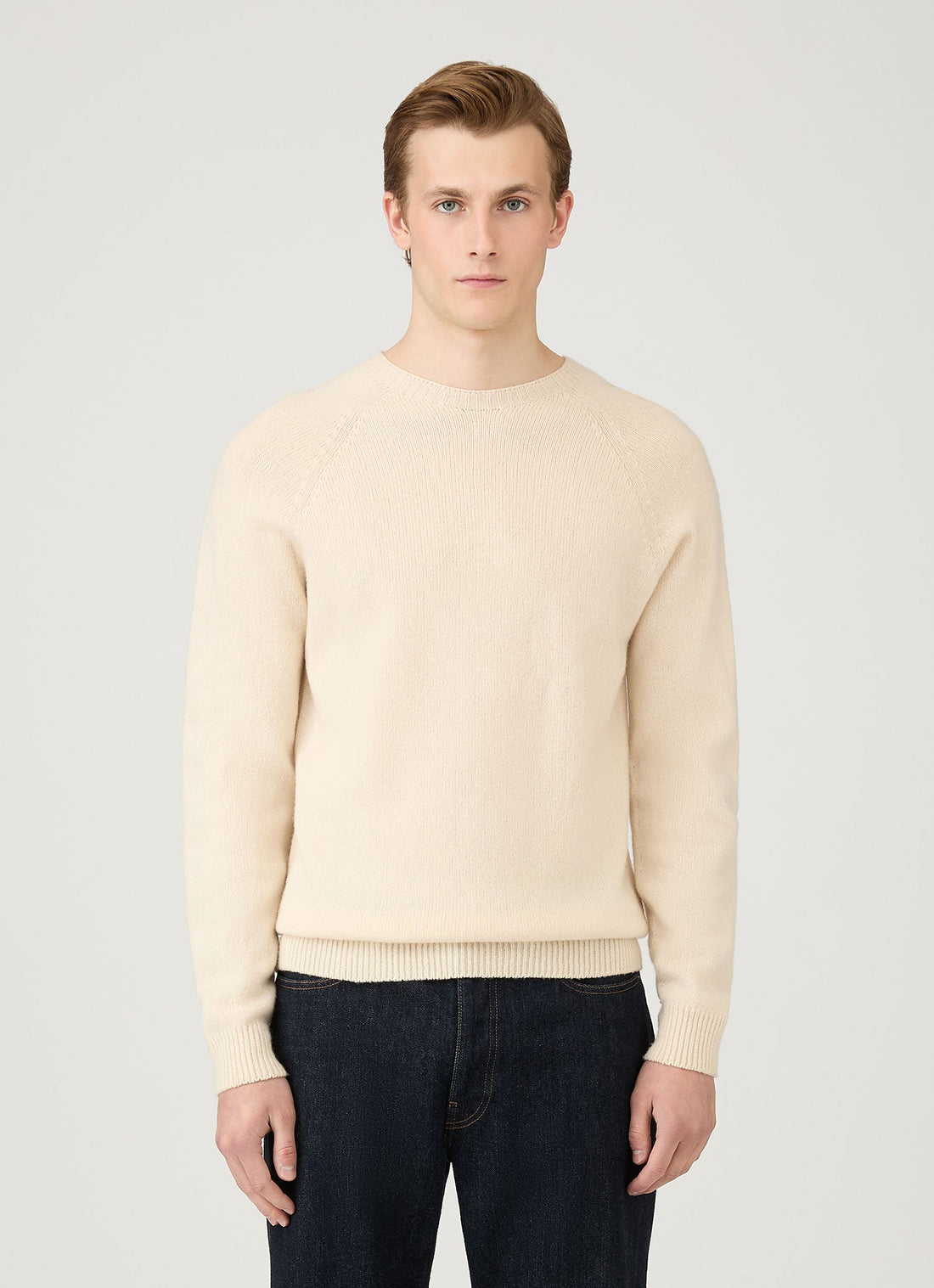 Men's Lambswool Crew Neck Jumper in Ecru