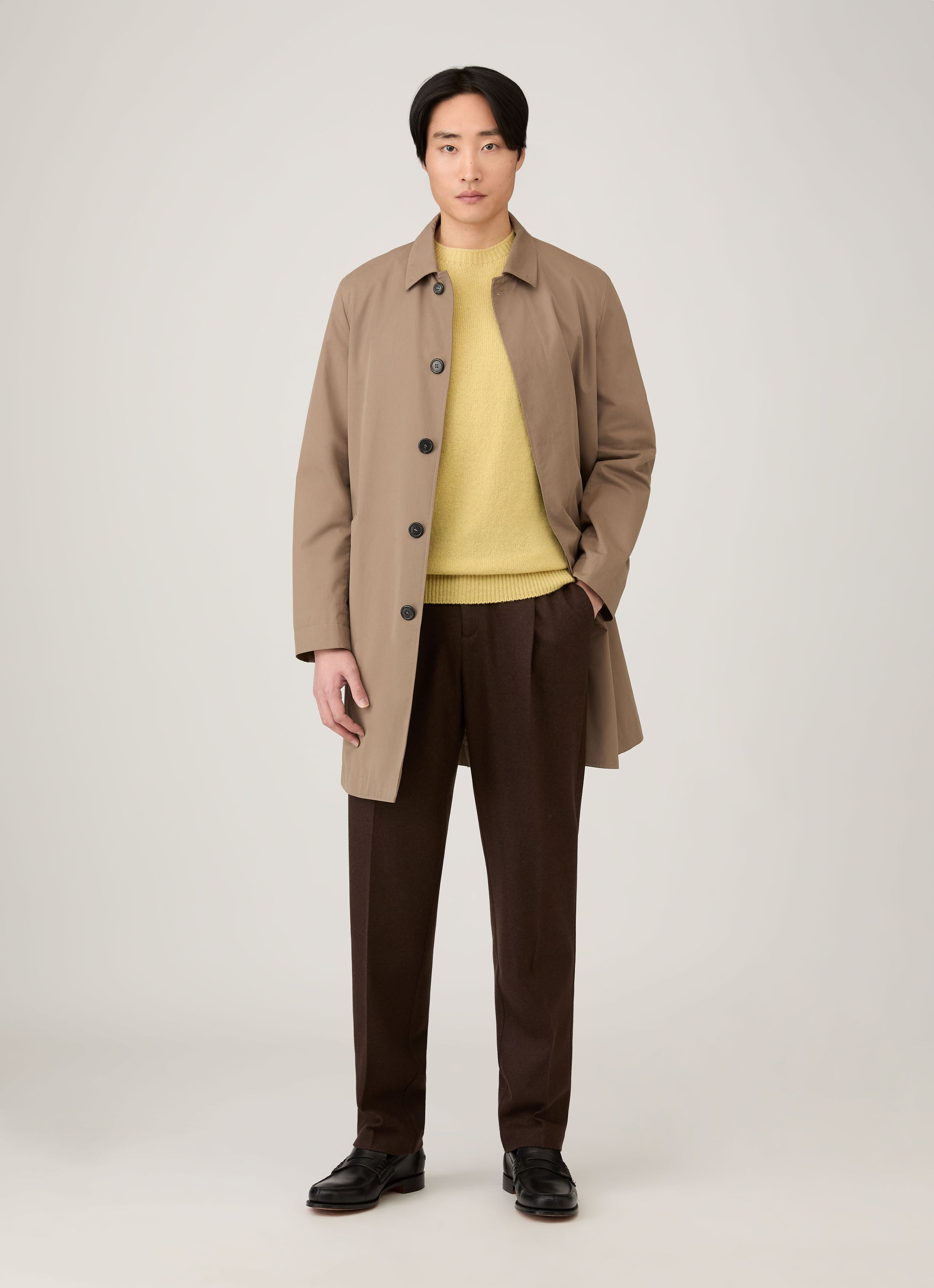 Men's Lambswool Crew Neck Jumper in Dusty Yellow