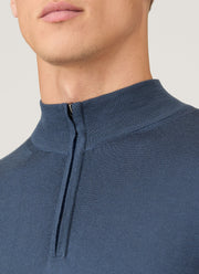 Men's Extra-Fine Merino Zip Neck in Slate Blue