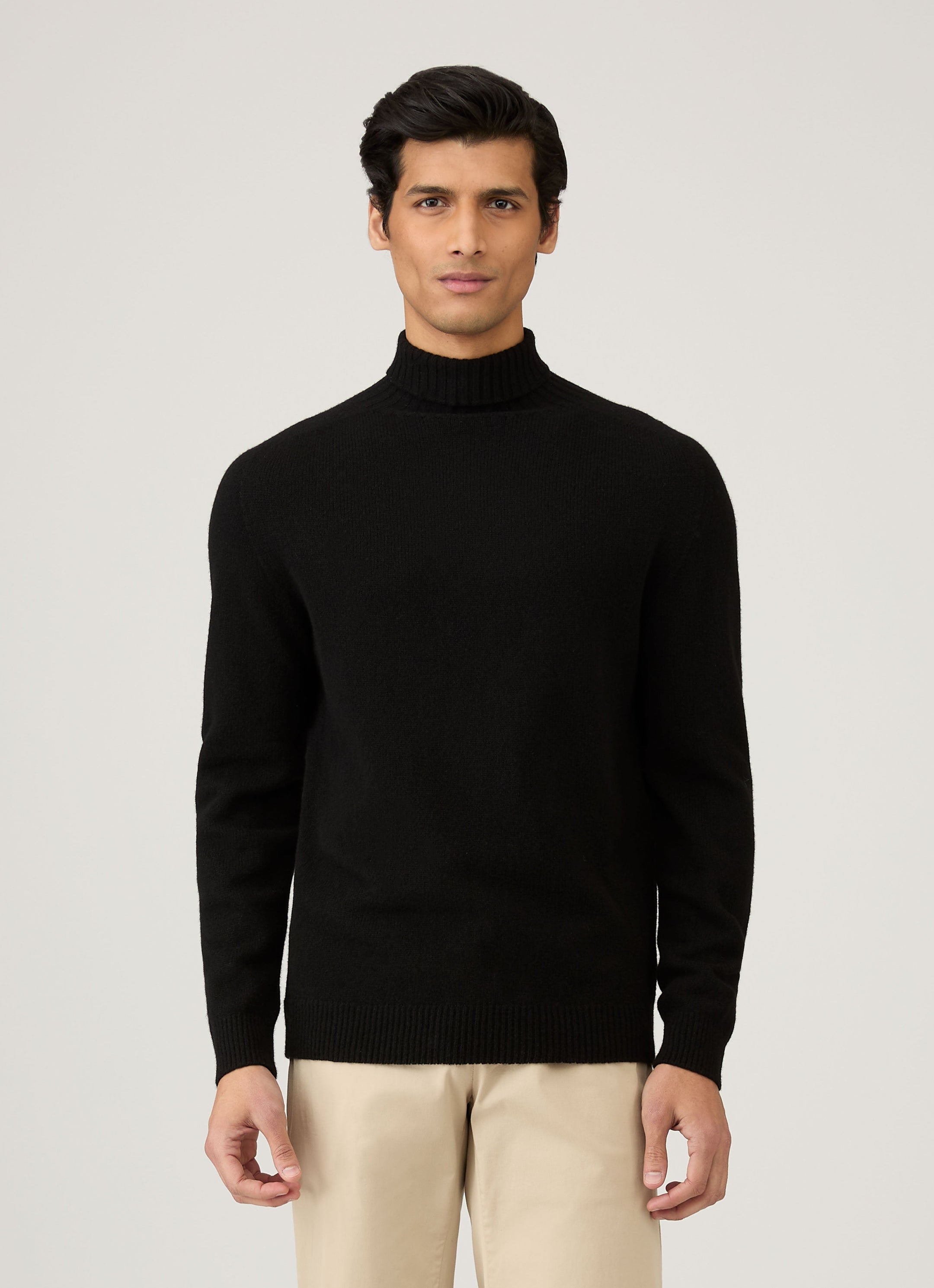 Men's Lambswool Roll Neck in Black