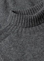 Men's Lambswool Roll Neck in Mid Grey Melange