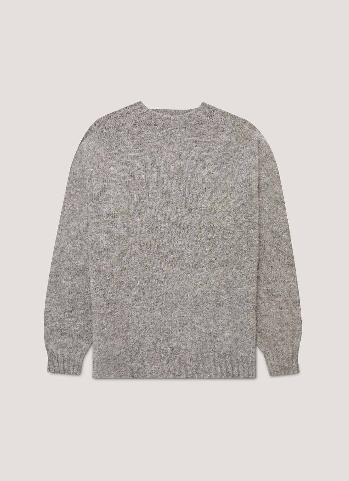 Men's Shetland Crew Neck Jumper in Mid Grey Melange