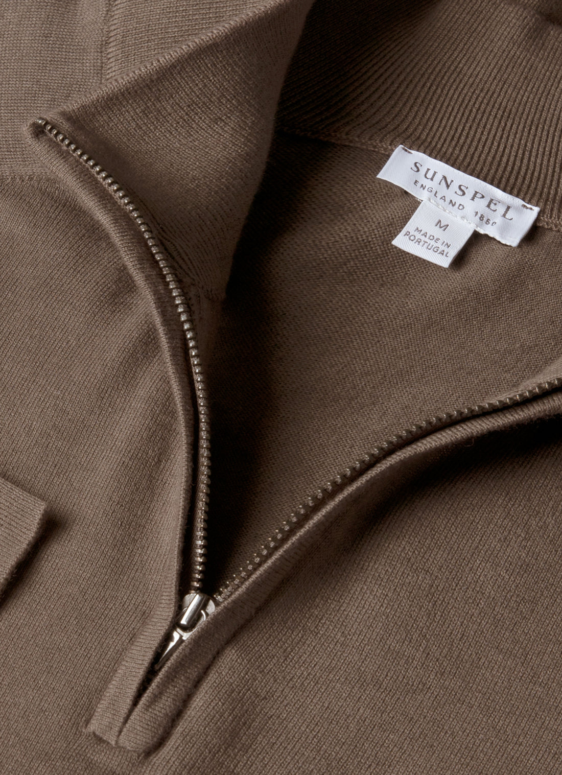 Men's Sea Island Cashmere Half Zip in Bark