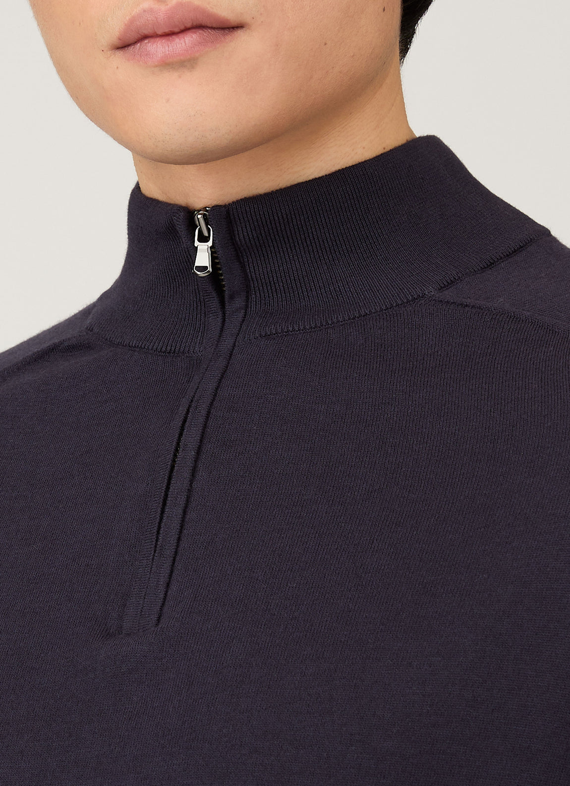 Men's Sea Island Cashmere Half Zip in Midnight Navy