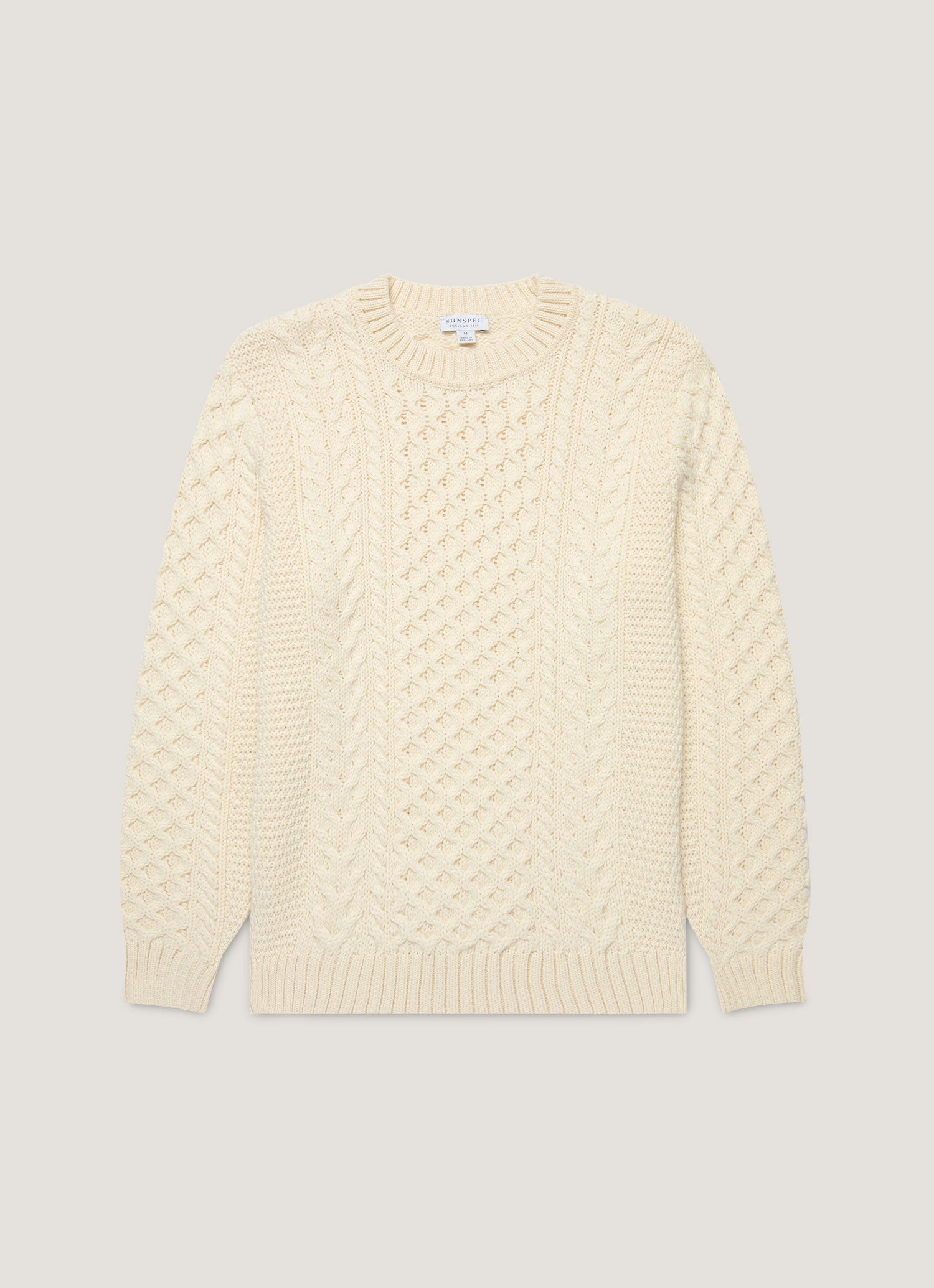 Men's Cable Knit Jumper in Ecru