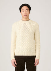 Men's Cable Knit Jumper in Ecru