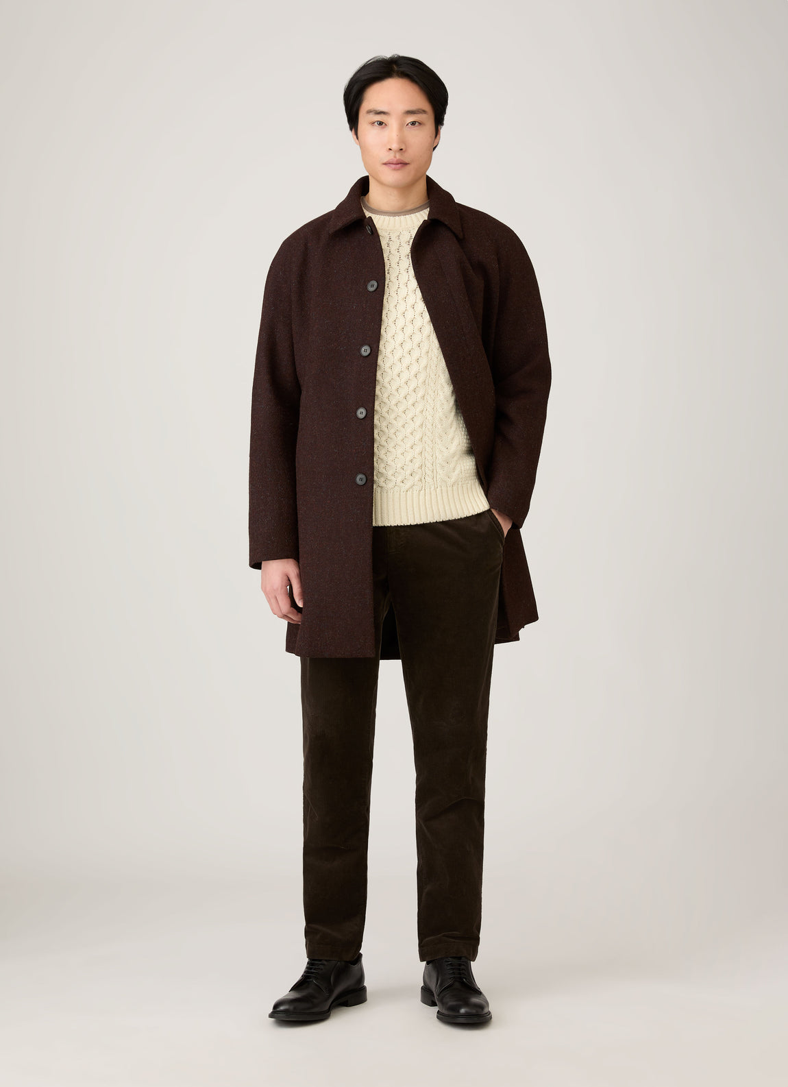 Men's Cable Knit Jumper in Ecru