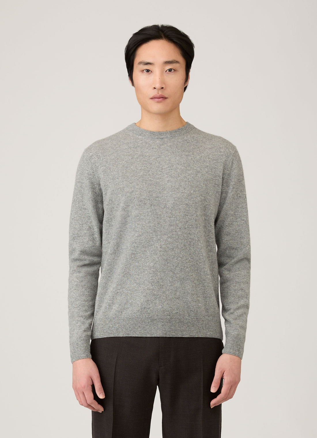 Men's Cashmere Crew Neck Jumper in Grey Melange