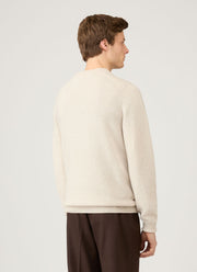 Men's Lambswool V-neck Jumper in Oatmeal Melange