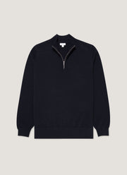 Men's Cashmere Half Zip Jumper in Navy